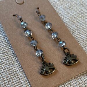 Elegant Grey Eye Charm Earrings